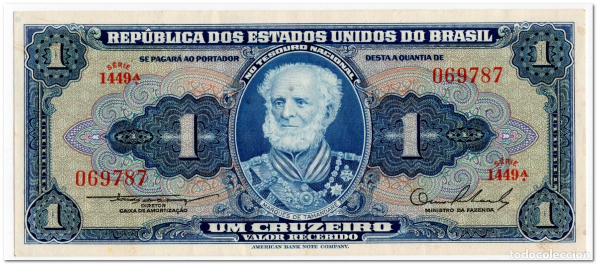 Billetes extranjeros: BRAZIL,1 CRUZEIRO,1954,P.150a,XF
