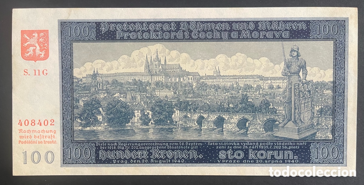 Billetes extranjeros: CMC BOHEMIA Y MORAVIA 100 CORONAS 1940 PICK 7-A SC-