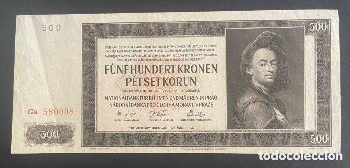 Billetes extranjeros: CMC BOHEMIA Y MORAVIA 500 CORONAS 1942 PICK 12 MBC