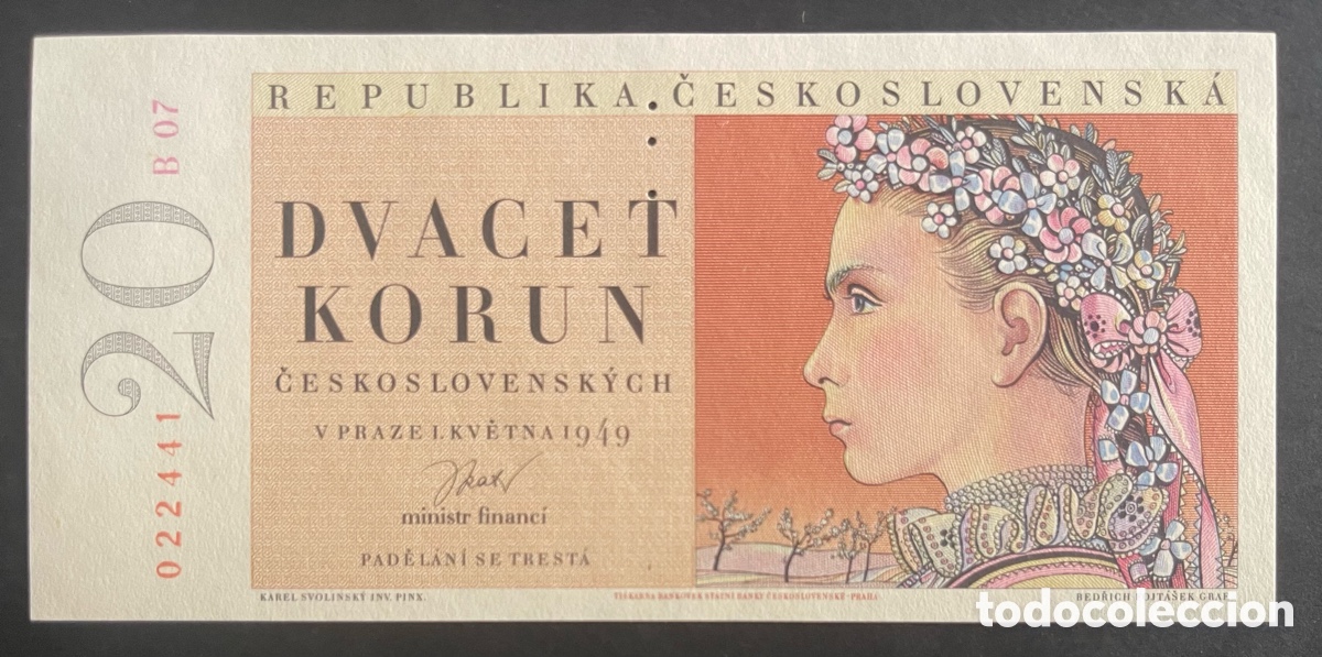 Billetes extranjeros: CMC CHECOSLOVAQUIA (CZECHOSLOVAKIA) 20 CORONAS 1949 PICK 70-S SC