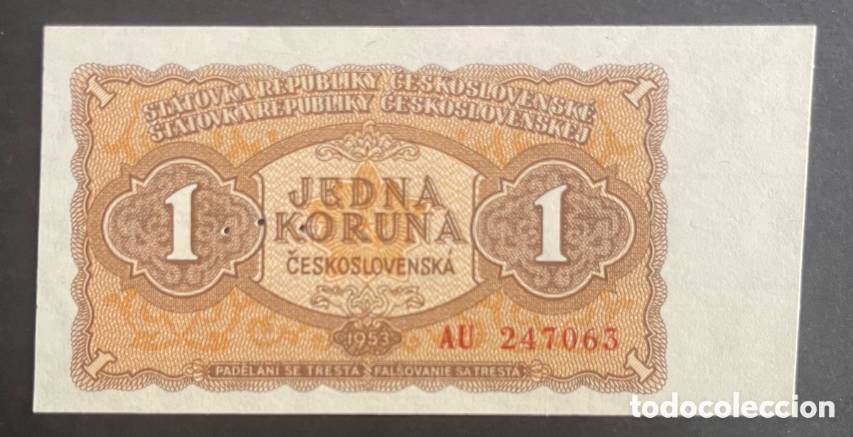 Billetes extranjeros: CMC CHECOSLOVAQUIA (CZECHOSLOVAKIA) 1 CORONAS 1953 PICK 78-S SC
