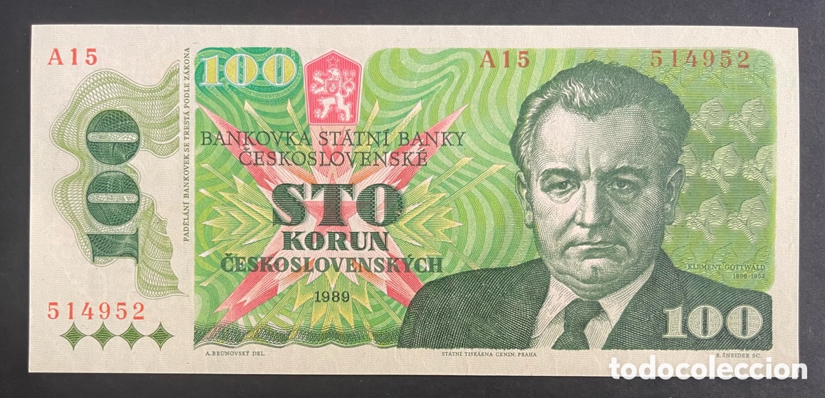 Billetes extranjeros: CMC CHECOSLOVAQUIA (CZECHOSLOVAKIA) 100 CORONAS 1989 PICK 97 SC