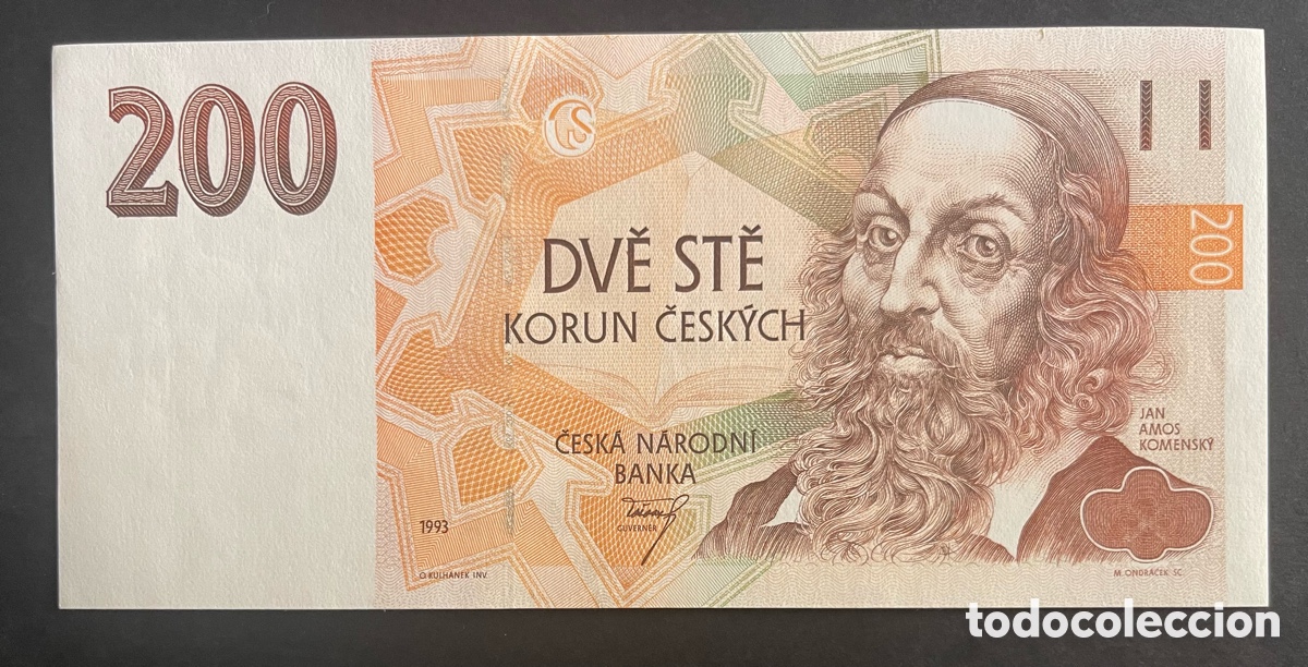 Billetes extranjeros: CMC REPUBLICA CHECA (CZECH REPUBLIC) 200 CORONAS 1993 PICK 6-A SC-