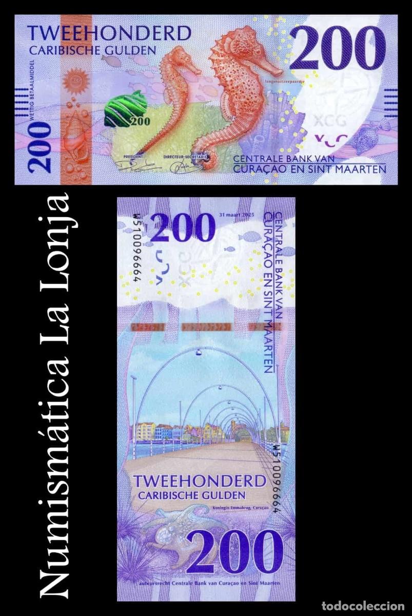 Billetes extranjeros: Curazao & St. Mart&iacute;n 200 Florines Caballito de mar 2025 Pick 5 Sc Unc