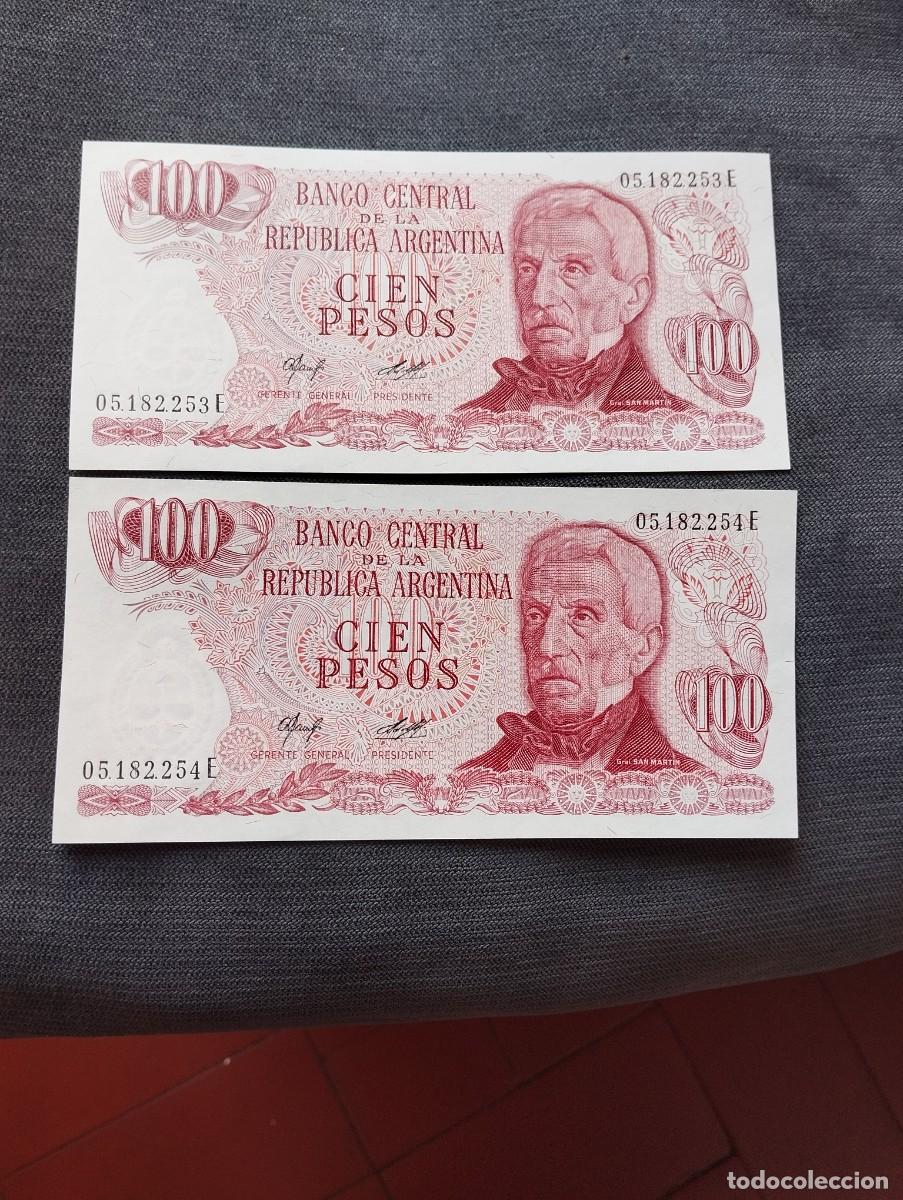 Billetes extranjeros: PAREJA CORRELATIVA DE BILLETES DE 100 PESOS SC DE ARGENTINA VER LAS FOTOS MIRAR TODOS MIS LOTES