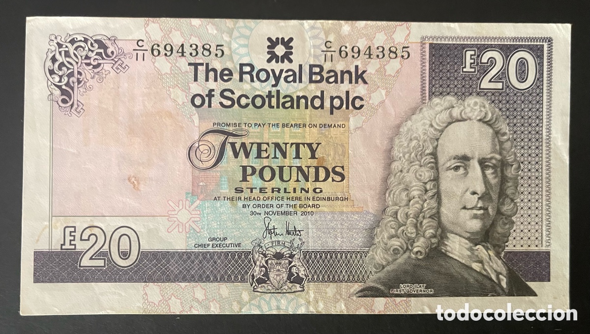 Billetes extranjeros: CMC ESCOCIA (ROYAL BANK) 20 LIBRAS 2010 PICK 354-E MBC