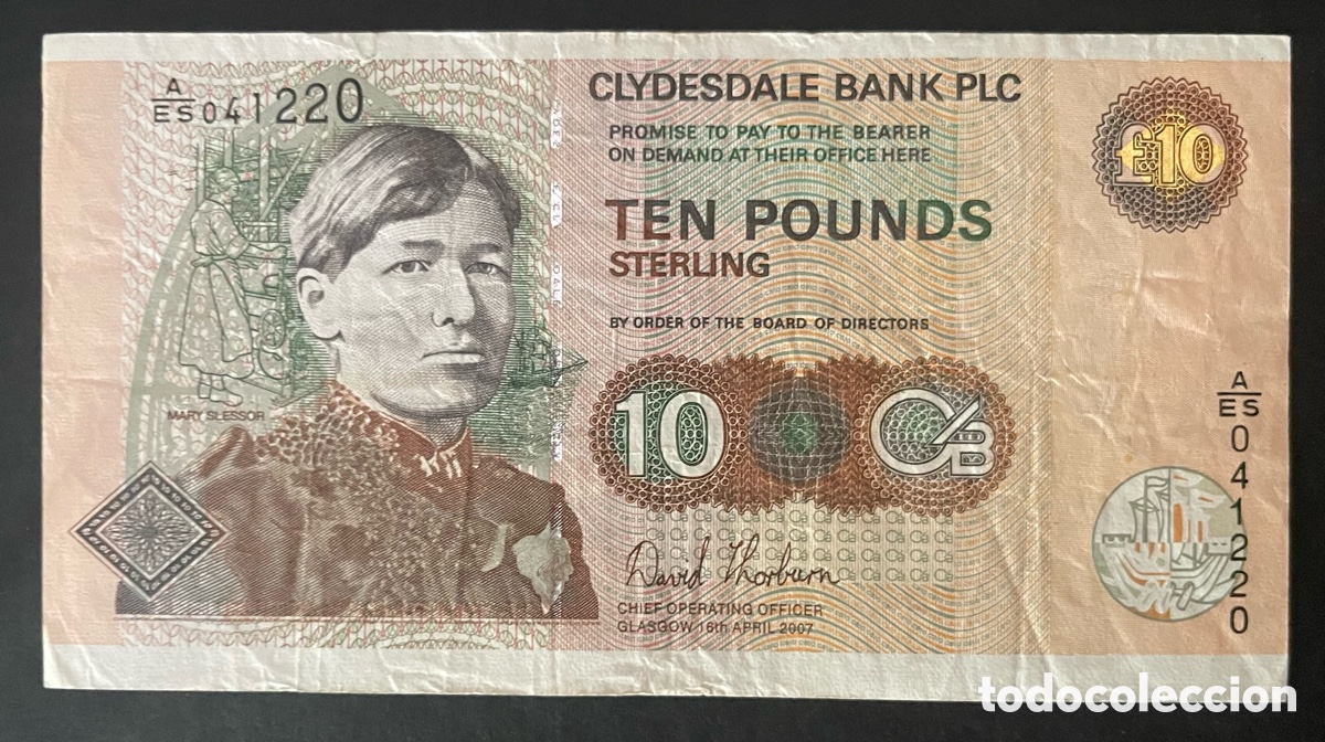 Billetes extranjeros: CMC ESCOCIA (CLYDESDALE BANK) 10 LIBRAS 2007 PICK 229-A BC