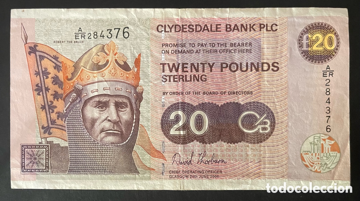 Billetes extranjeros: CMC ESCOCIA (CLYDESDALE BANK) 20 LIBRAS 2006 PICK 228 BC