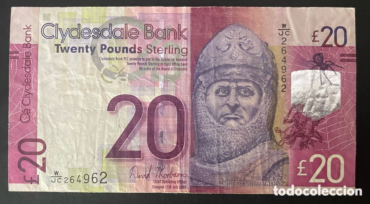 Billetes extranjeros: CMC ESCOCIA (CLYDESDALE BANK) 20 LIBRAS 2009 PICK 229-K BC