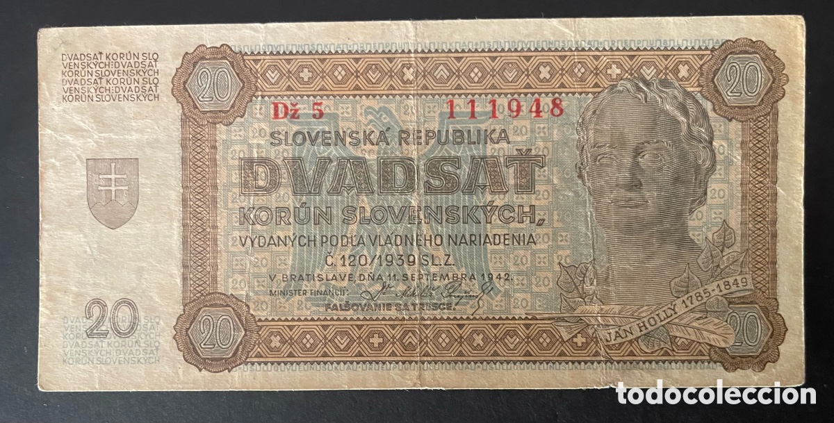 Billetes extranjeros: CMC ESLOVAQUIA (SLOVAKIA) 20 CORONAS 1942 PICK 7-A BC
