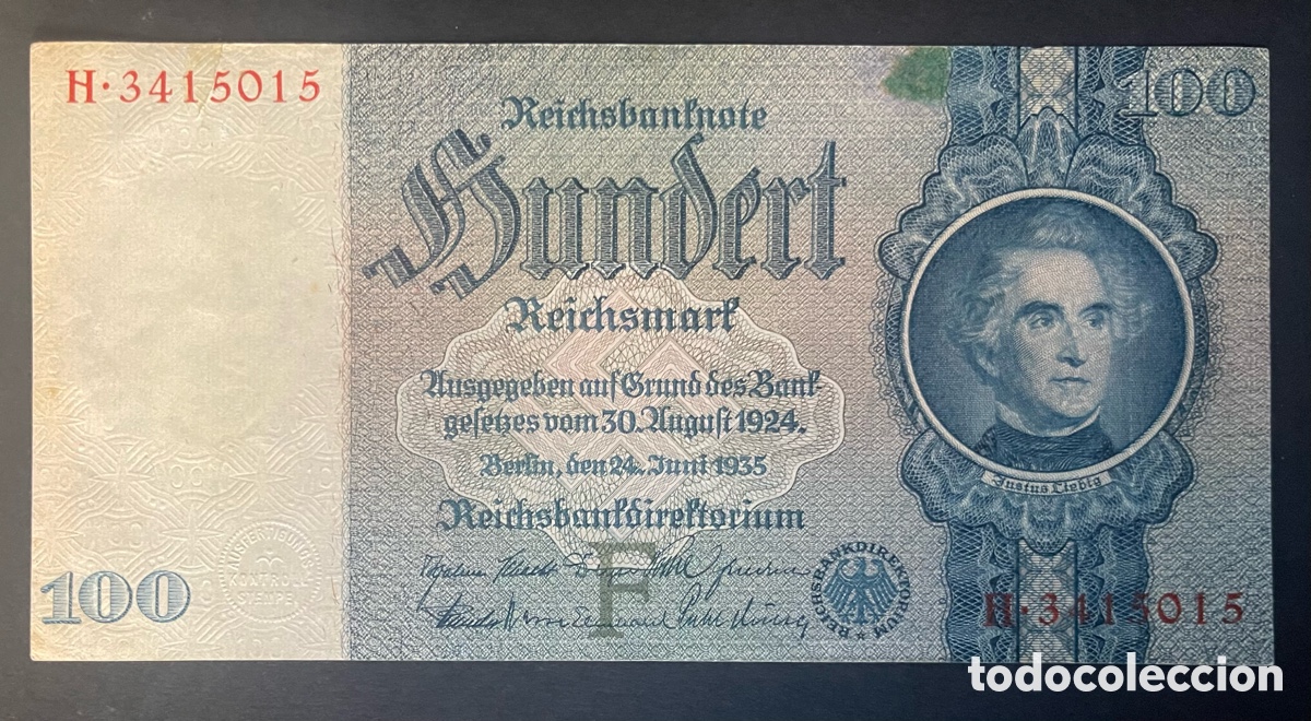 Billetes extranjeros: CMC ALEMANIA (GERMANY) 100 MARCOS 1935 PICK 183-A EBC