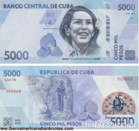 Billetes extranjeros: Billete 5000 pesos Cuba 2026 UNC