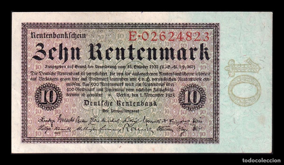 Billetes extranjeros: Alemania Rentenbank 10 Rentenmark 1923 Pick 164 Sc- aUnc