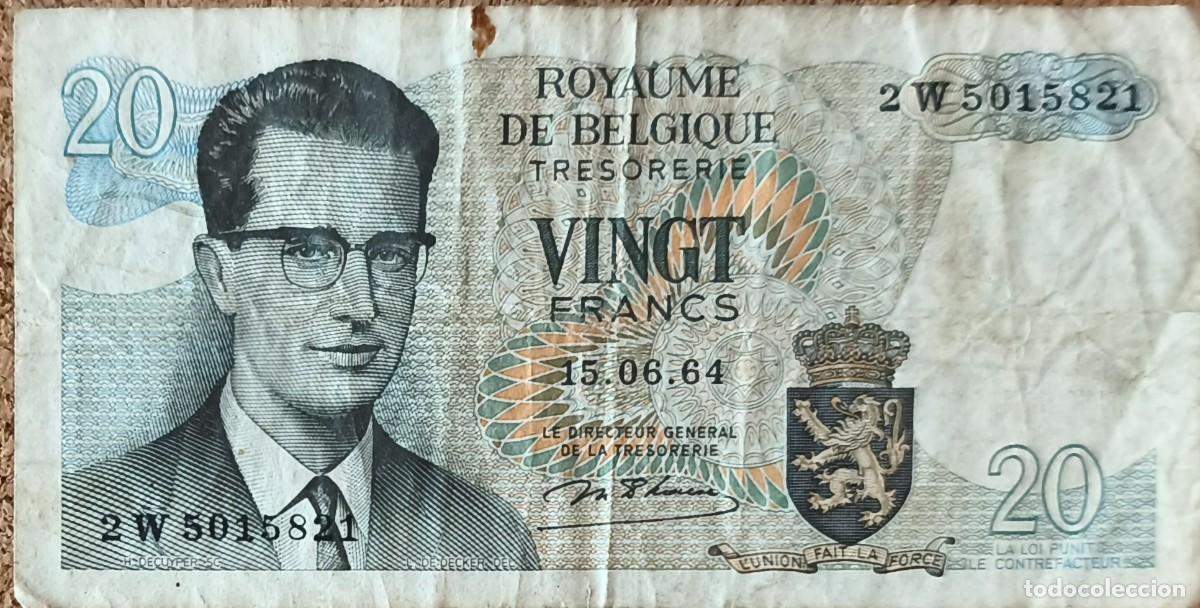Billetes extranjeros: Billete B&eacute;gica 20 Francos 1964 MBC Pick 138