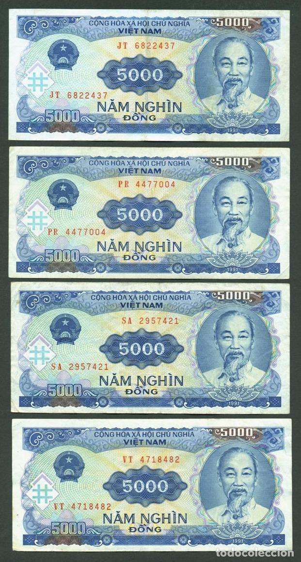 Billetes extranjeros: VIETNAM. 4 x 5000 dong 1991. Pick 108.