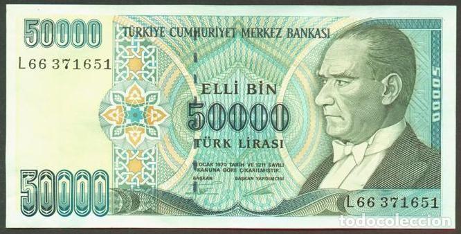 Billetes extranjeros: TURQUIA. 50000 liras L.1970 (1995). Serie L. Pick 204.
