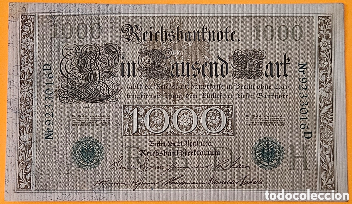 Billetes extranjeros: ALEMANIA, 1000 MARCOS, 1910. SC.