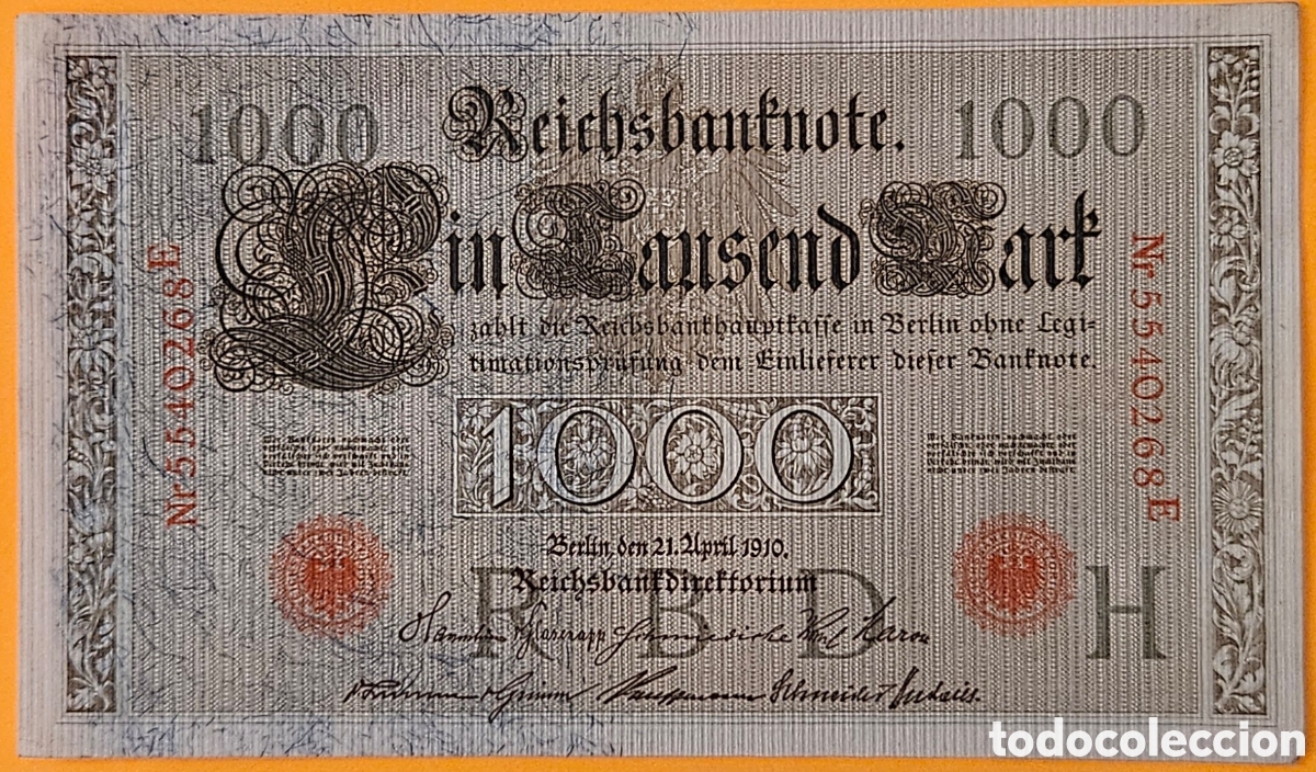 Billetes extranjeros: ALEMANIA, 1000 MARCOS, 1910. SC.