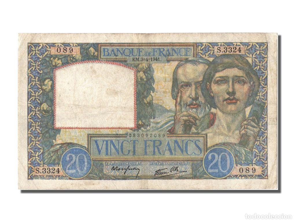 Billetes extranjeros: [#200143] Billete, Francia, 20 Francs, 20 F 1939-1942 ''Science et Travail'', 1941