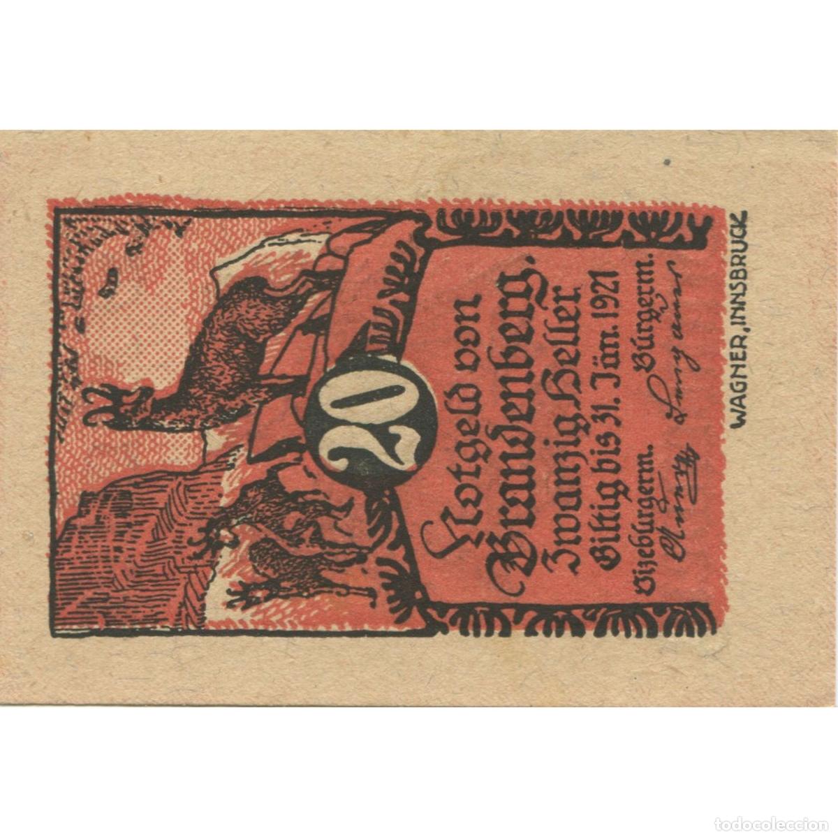 Billetes extranjeros: [#285137] Billete, Austria, Brandenberg, 20 Heller, cerf 1920-12-31, SC, Mehl:FS 99a