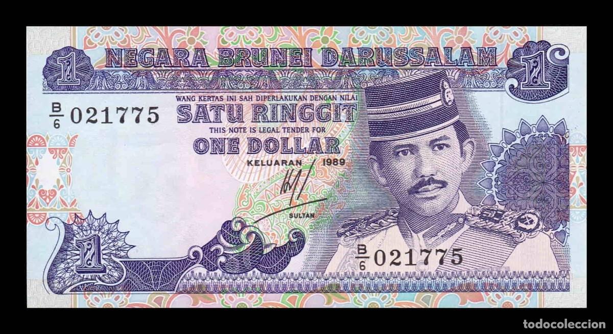 Billetes extranjeros: Brunei 1 Ringgit Hassanal-Bolkiah I 1994 Pick 13b Sc Unc