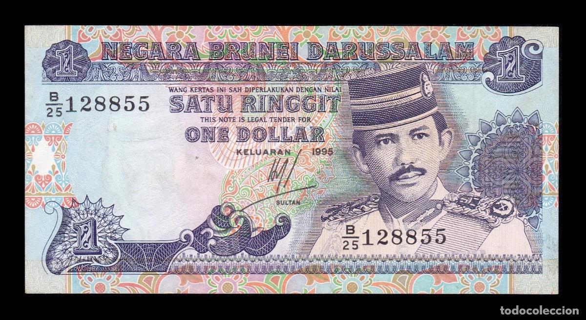 Billetes extranjeros: Brunei 1 Ringgit Hassanal-Bolkiah I 1995 Pick 13b Ebc/Sc- Xf/aUnc