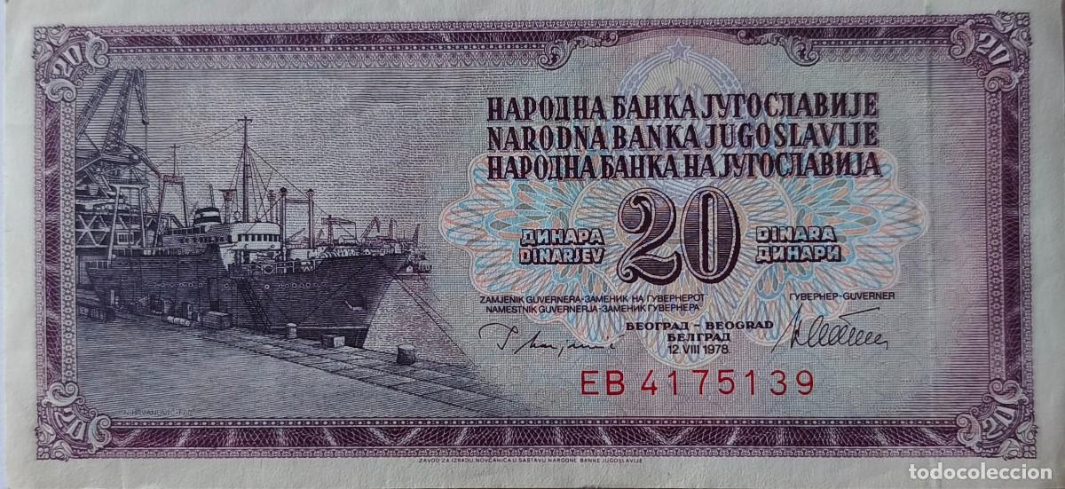 Banconote internazionali: Billete Yugoslavia 20 Dinares 1978 MBC+ Pick 88a