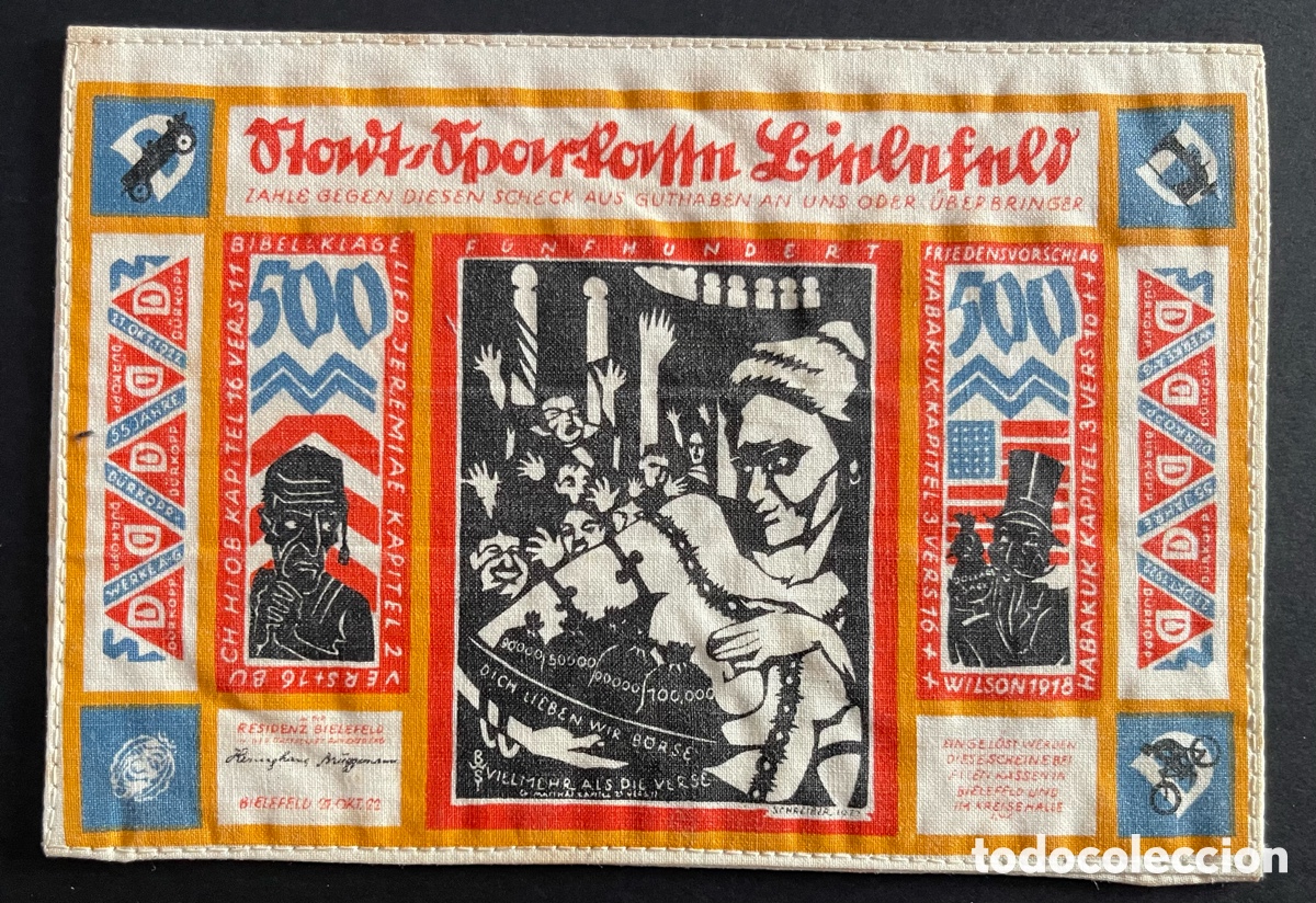 Billetes extranjeros: CMC ALEMANIA (BIELEFELD) 500 MARCOS 1922 BILLETE DE SEDA SC