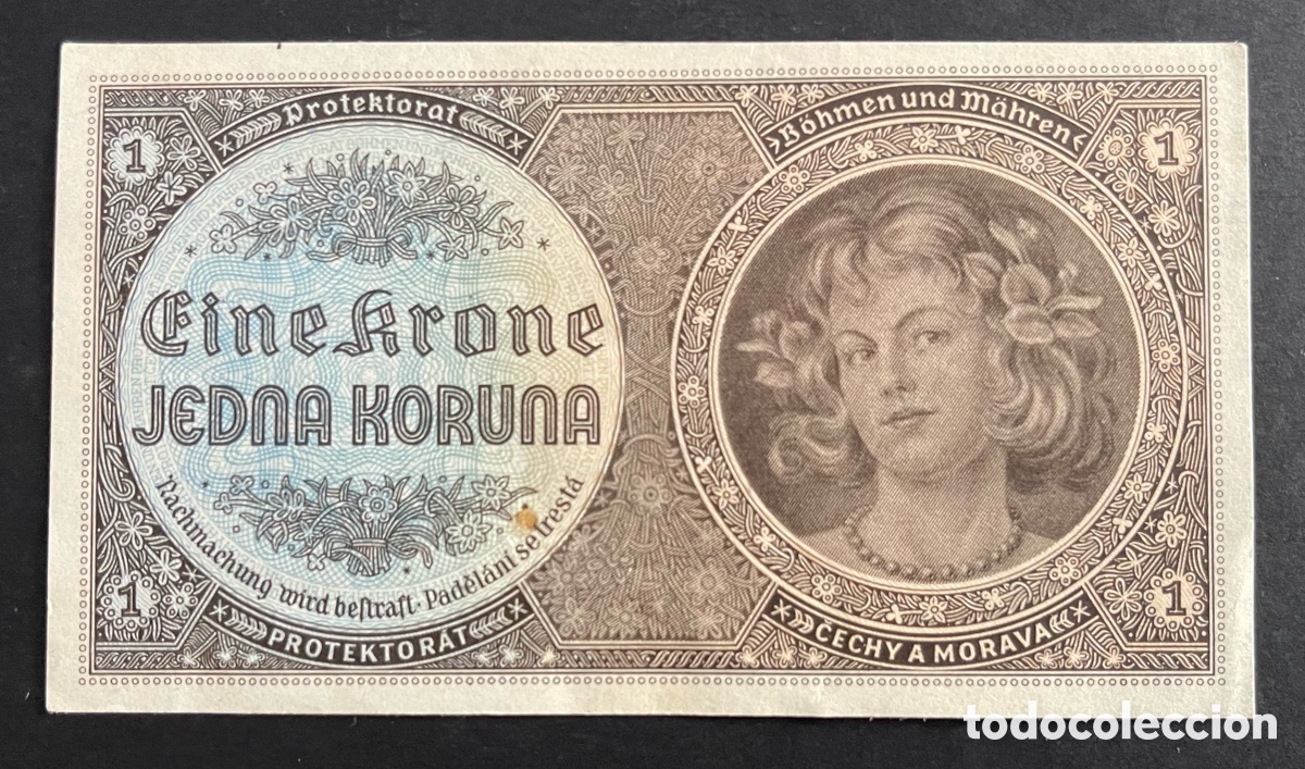 Billetes extranjeros: CMC BOHEMIA Y MORAVIA 1 CORONA 1940 PICK 3-A EBC+