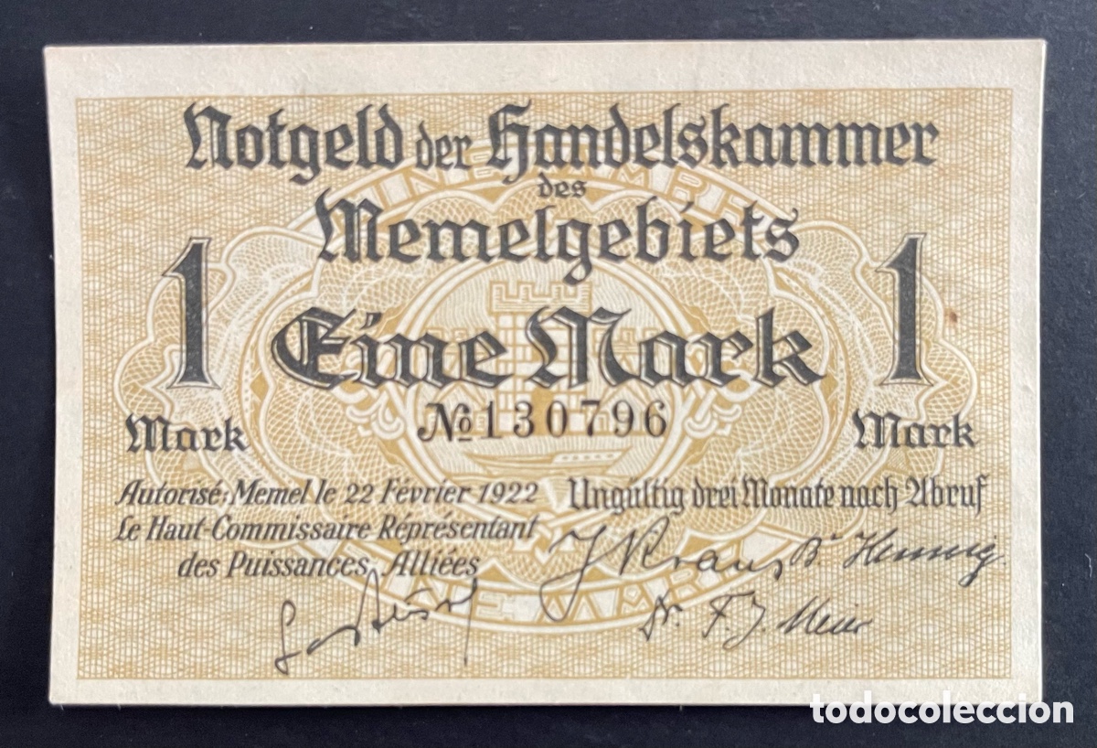 Billetes extranjeros: CMC MEMEL 1 MARCO 1922 PICK 2 SC- - Foto 1