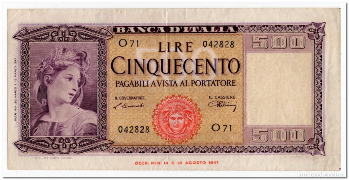 Billetes extranjeros: ITALY,500 LIRE,1947,P.80a,VF+