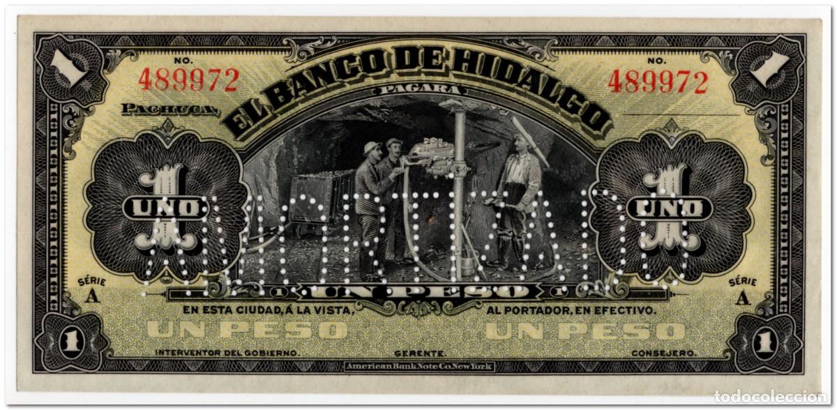 Billetes extranjeros: MEXICO,EL BANCO DE HIDALGO,1 PESO,1914,P.S304,AMORTIZADO,AU-UNC