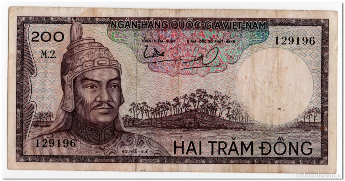 Billetes extranjeros: SOUTH VIETNAM,200 DONG,1966,P.20b,F-VF