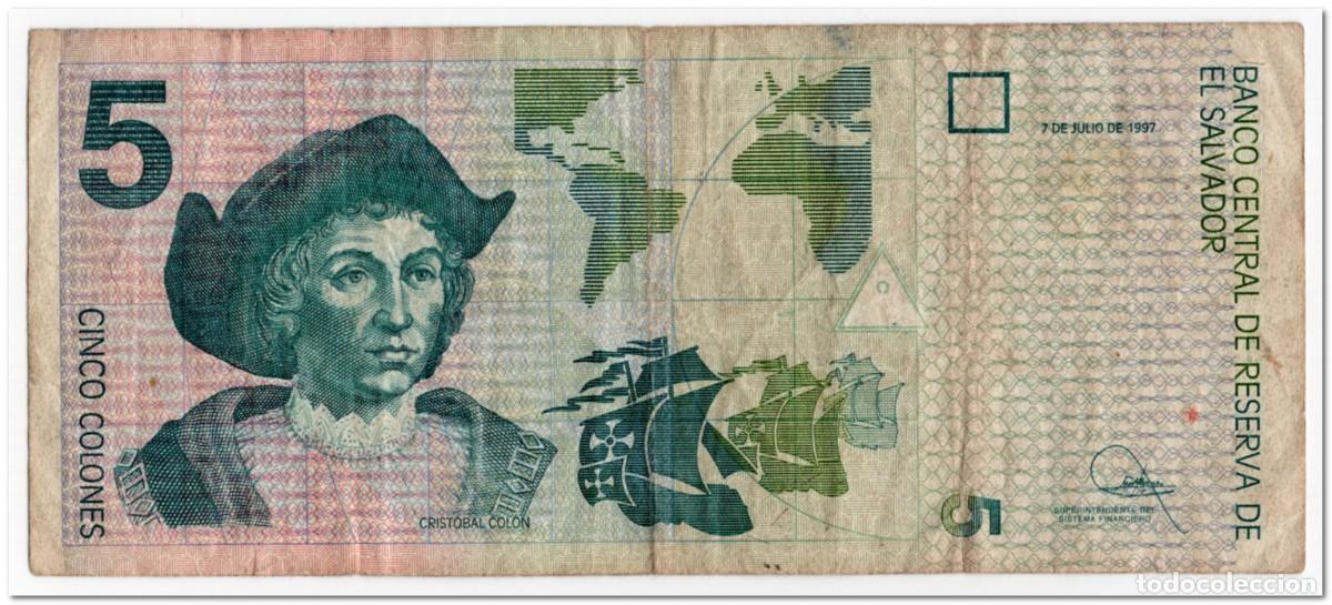Billetes extranjeros: EL SALVADOR,5 COLONES,1997,P.147,FINE
