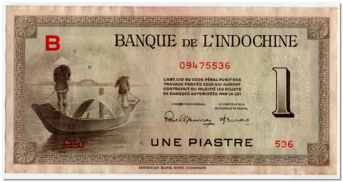 Billetes extranjeros: FRENCH INDOCHINA,1 PIASTRE,1945,P.76a,aXF