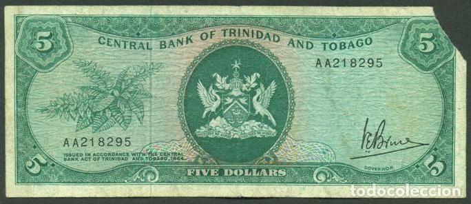 Billetes extranjeros: TRINIDAD & TOBAGO. 5 $ (1977). Firma 3. Pick 31a