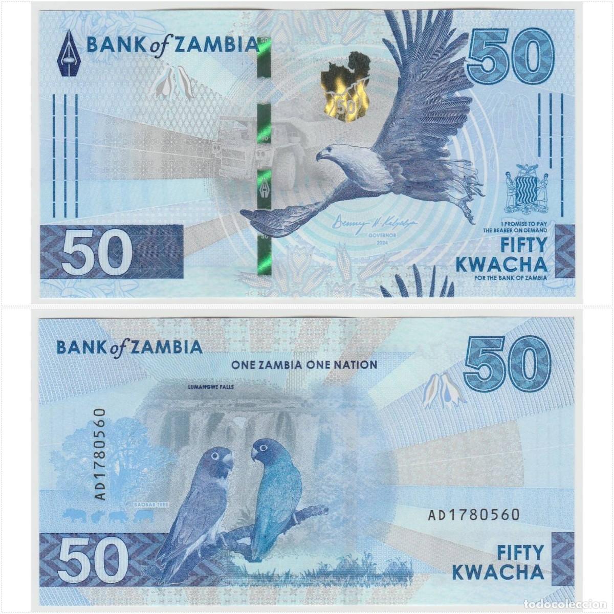 Billetes extranjeros: Zambia 50 Kwacha 2024 n/s AD1780560 Sin Circular (el billete de la foto)