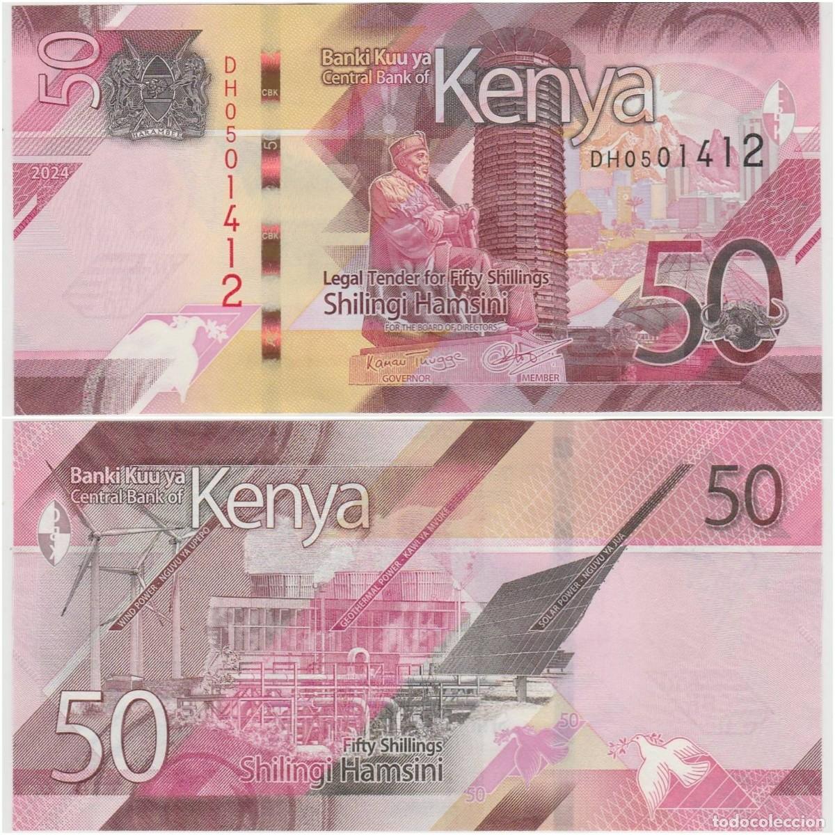 Billetes extranjeros: Kenia 50 Chelines 2024 n/s DH0501412 Sin Circular (el billete de la foto)