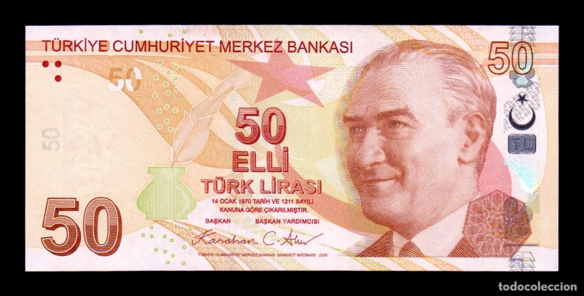 Billetes extranjeros: Turquia 50 Liras L.1970 / 2009 (2024) Pick 225g Serie G Sc Unc
