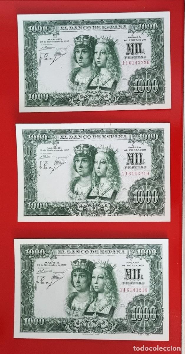 Billetes extranjeros: TRIO CONSECUTIVO SIN CIRCULAR SC |SOLO ACEPTO PAYPAL| BILLETE 1000 PESETAS 1957 LEER DESCRIPCION