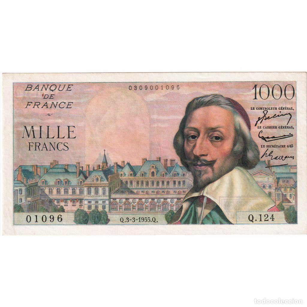 Billetes extranjeros: [#1185417] Francia, 1000 Francs, Richelieu, 1955-03-03, Q.124, EBC