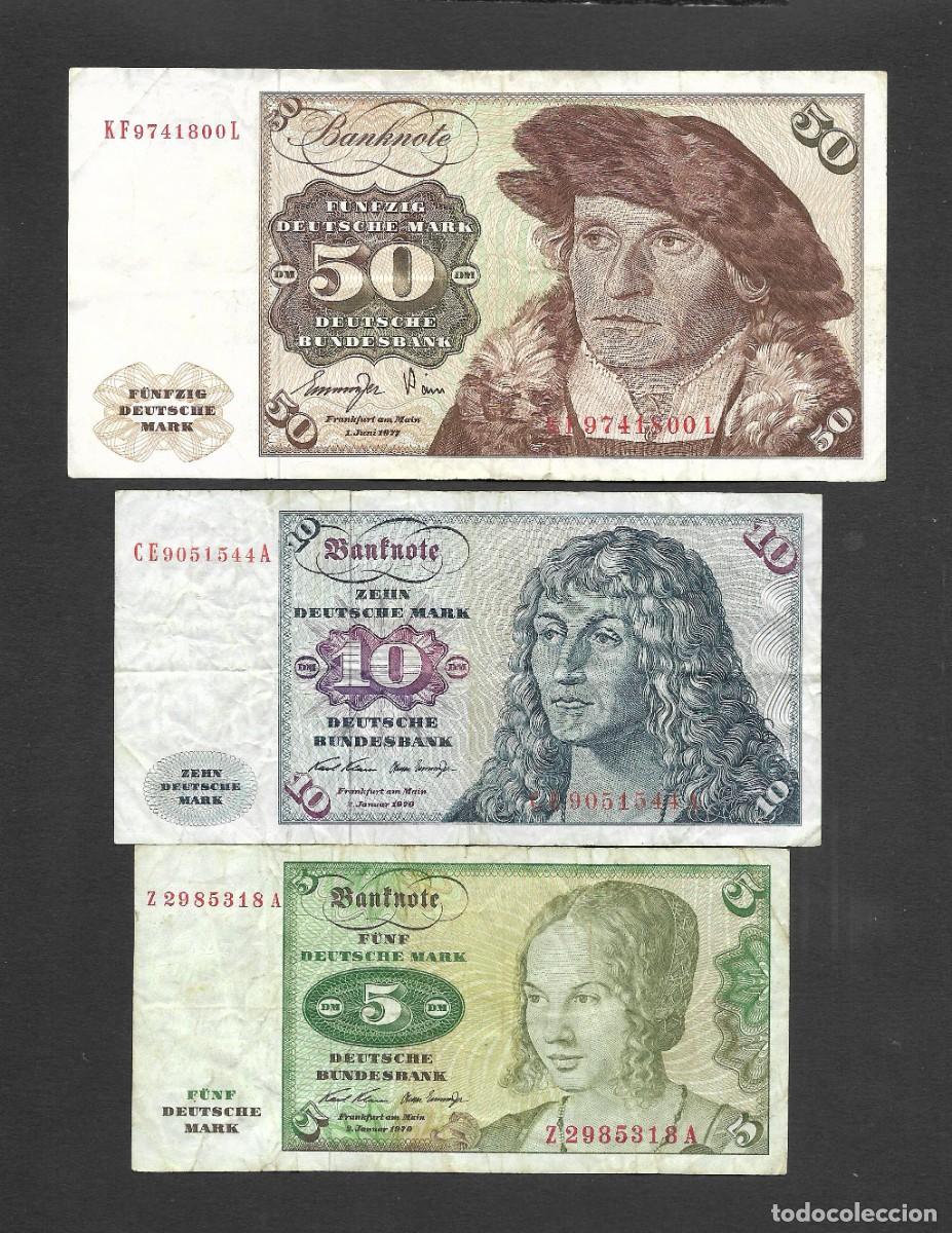 Banconote internazionali: ALEMANIA 5-10-50 MARCOS 1970-1977 MBC