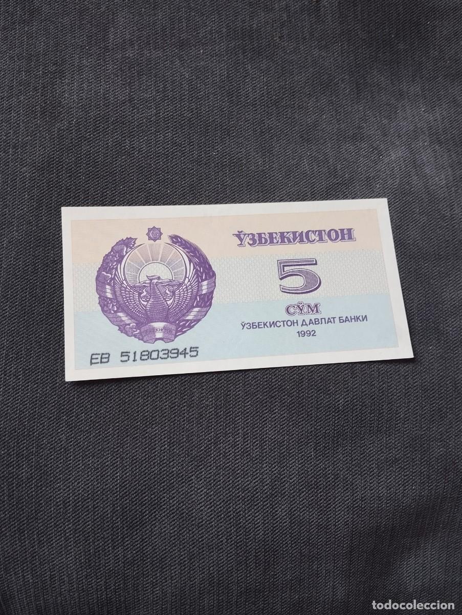 Billetes extranjeros: BILLETE DE 5 CYM SC DE UZBEKIST&Aacute;N A&Ntilde;O 1992- EL DE LAS FOTOS VER TODOS MIS LOTES DE BILLETES