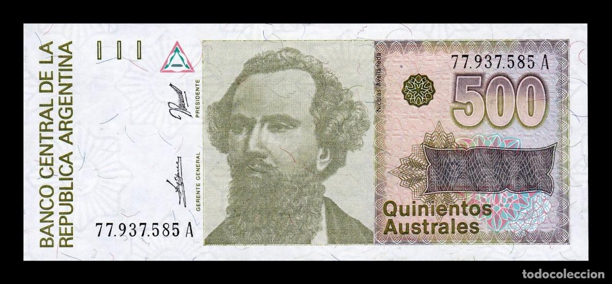 Billetes extranjeros: Argentina 500 Australes Nicol&aacute;s Avellaneda ND (1990) Pick 328b Sc Unc