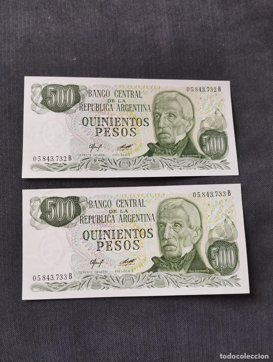 Billetes extranjeros: PAREJA CORRELATIVA DE 500 PESOS SC DE ARGENTINA - EL DE LAS FOTOS VER TODOS MIS LOTES DE BILLETES