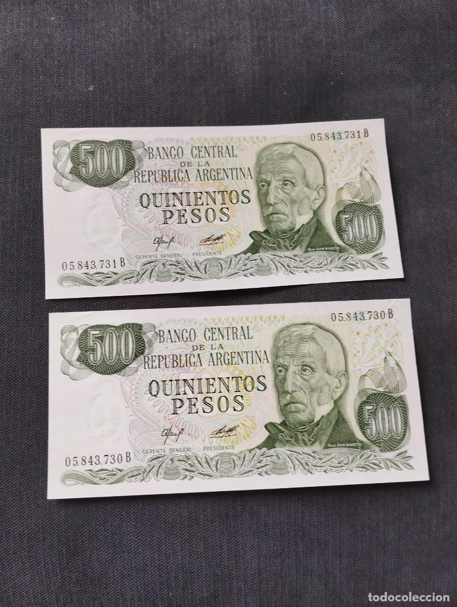 Billetes extranjeros: PAREJA CORRELATIVA DE 500 PESOS SC DE ARGENTINA - EL DE LAS FOTOS VER TODOS MIS LOTES DE BILLETES