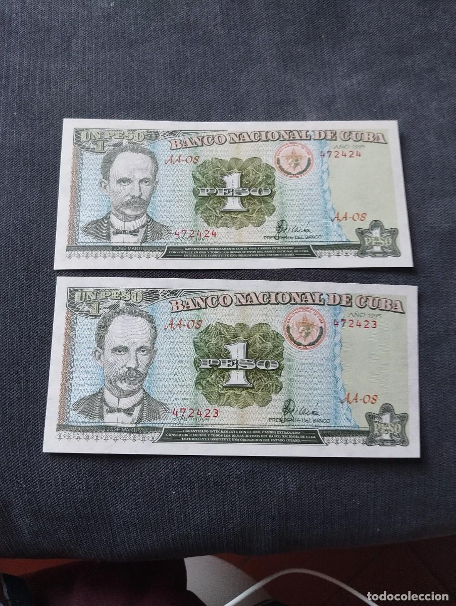 Billetes extranjeros: PAREJA CORRELATIVA DE 1 PESO SC DE CUBA A&Ntilde;O 1995- EL DE LAS FOTOS VER TODOS MIS LOTES DE BILLETES