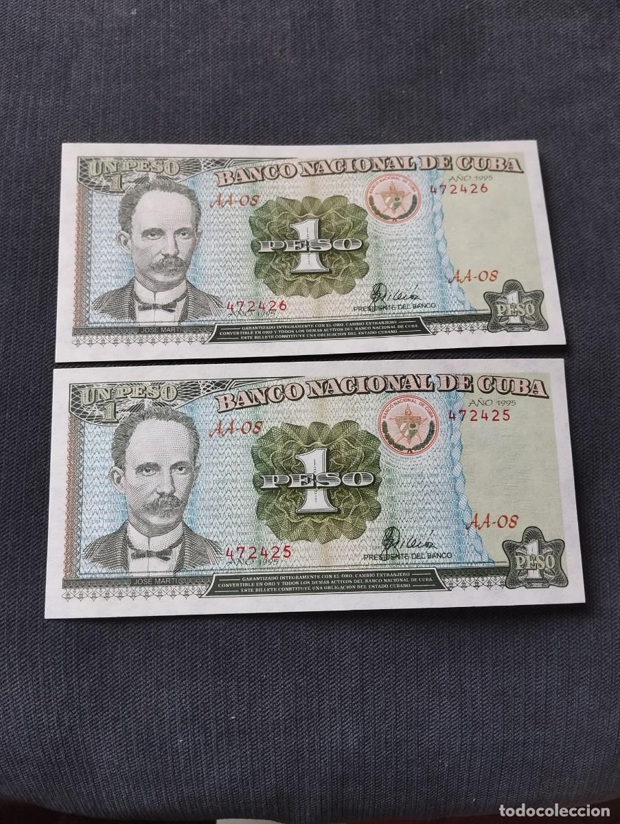 Billetes extranjeros: PAREJA CORRELATIVA DE 1 PESO SC DE CUBA A&Ntilde;O 1995- EL DE LAS FOTOS VER TODOS MIS LOTES DE BILLETES