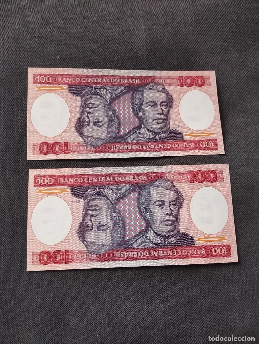 Billetes extranjeros: PAREJA CORRELATIVA DE 100 CRUZEIROS SC DE BRASIL - EL DE LAS FOTOS VER TODOS MIS LOTES DE BILLETES