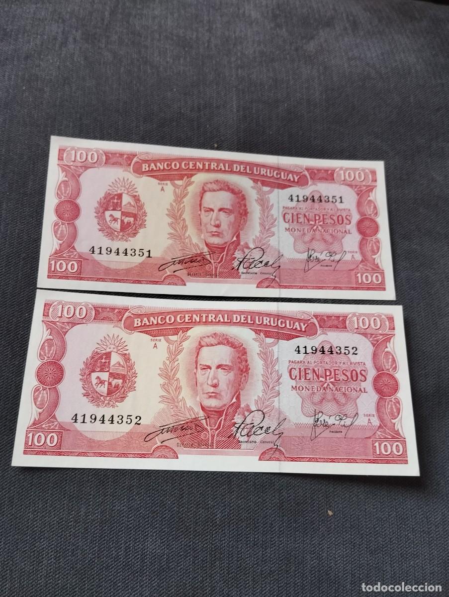 Billetes extranjeros: PAREJA CORRELATIVA DE 100 PESOS SC DE URUGUAY - EL DE LAS FOTOS VER TODOS MIS LOTES DE BILLETES